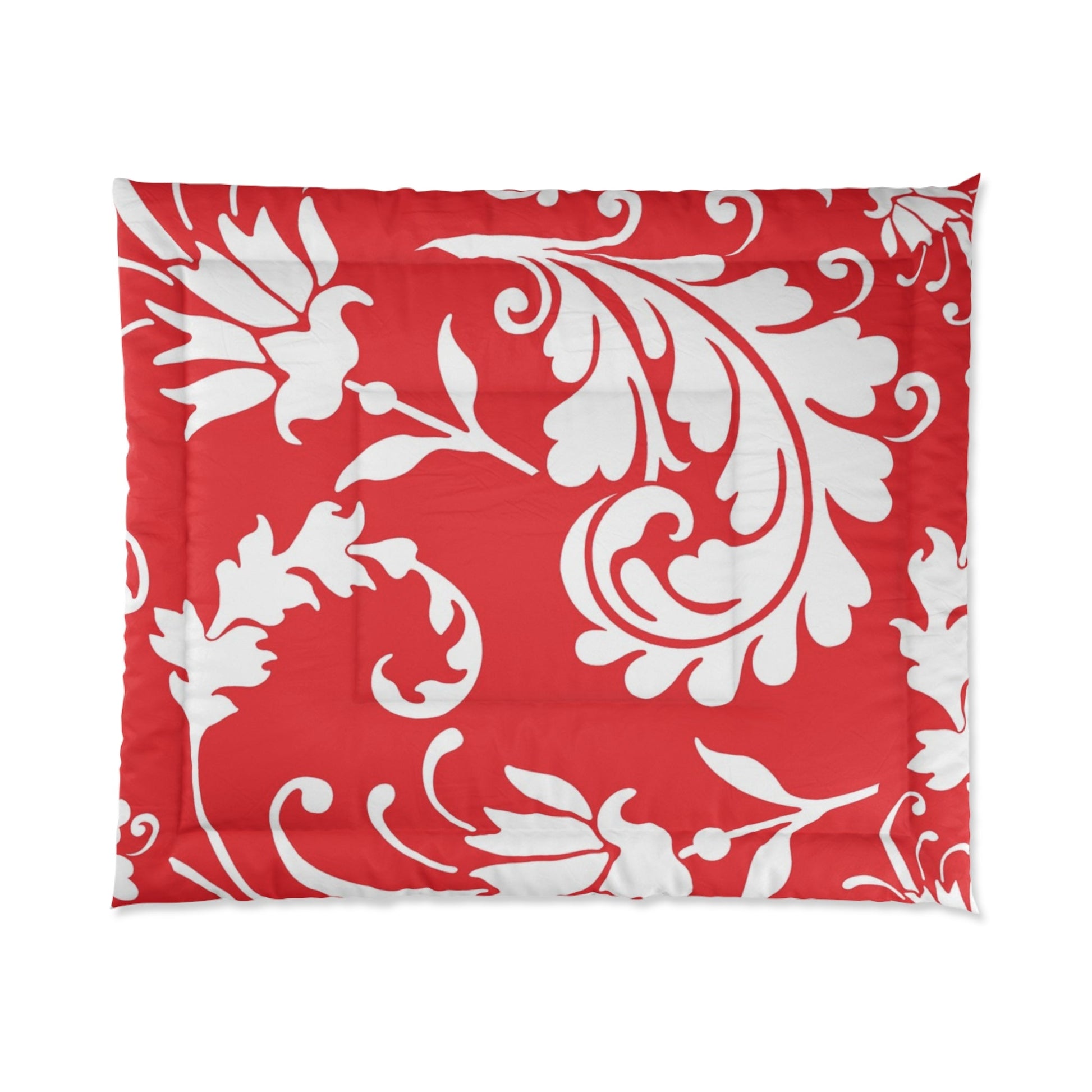 Printify Red Damask Floral Comforter 2025