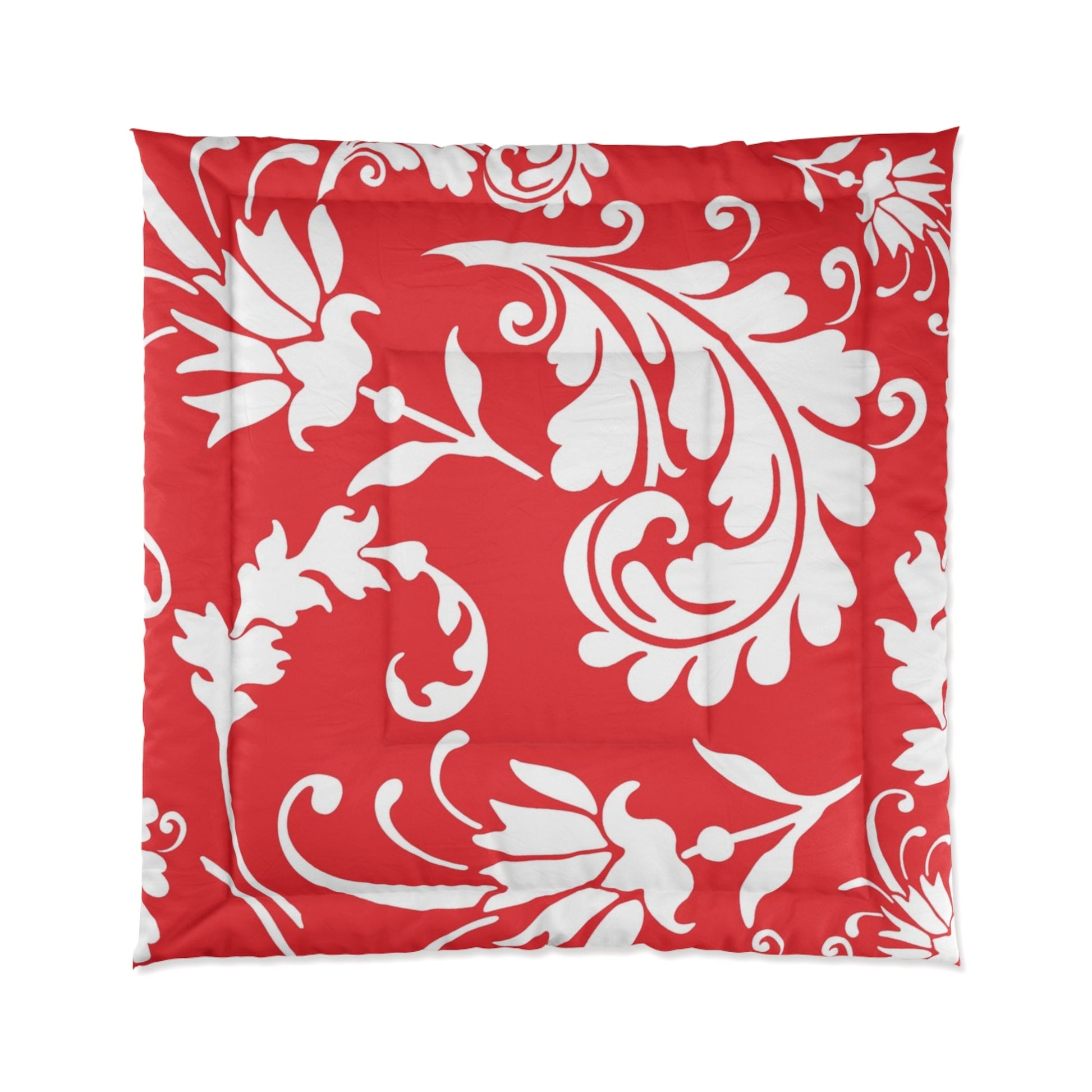 Printify Red Damask Floral Comforter 2025