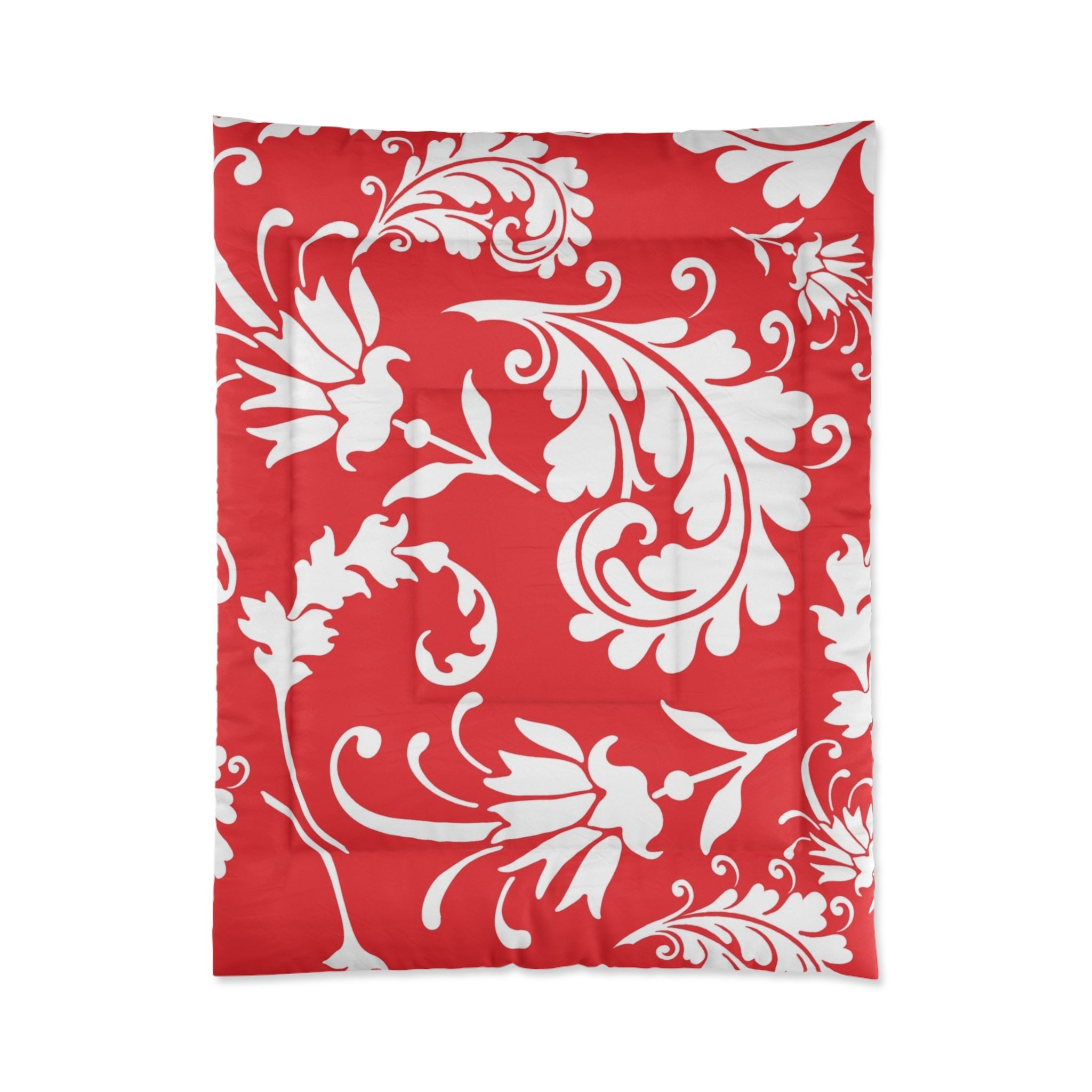 Printify Red Damask Floral Comforter 2025