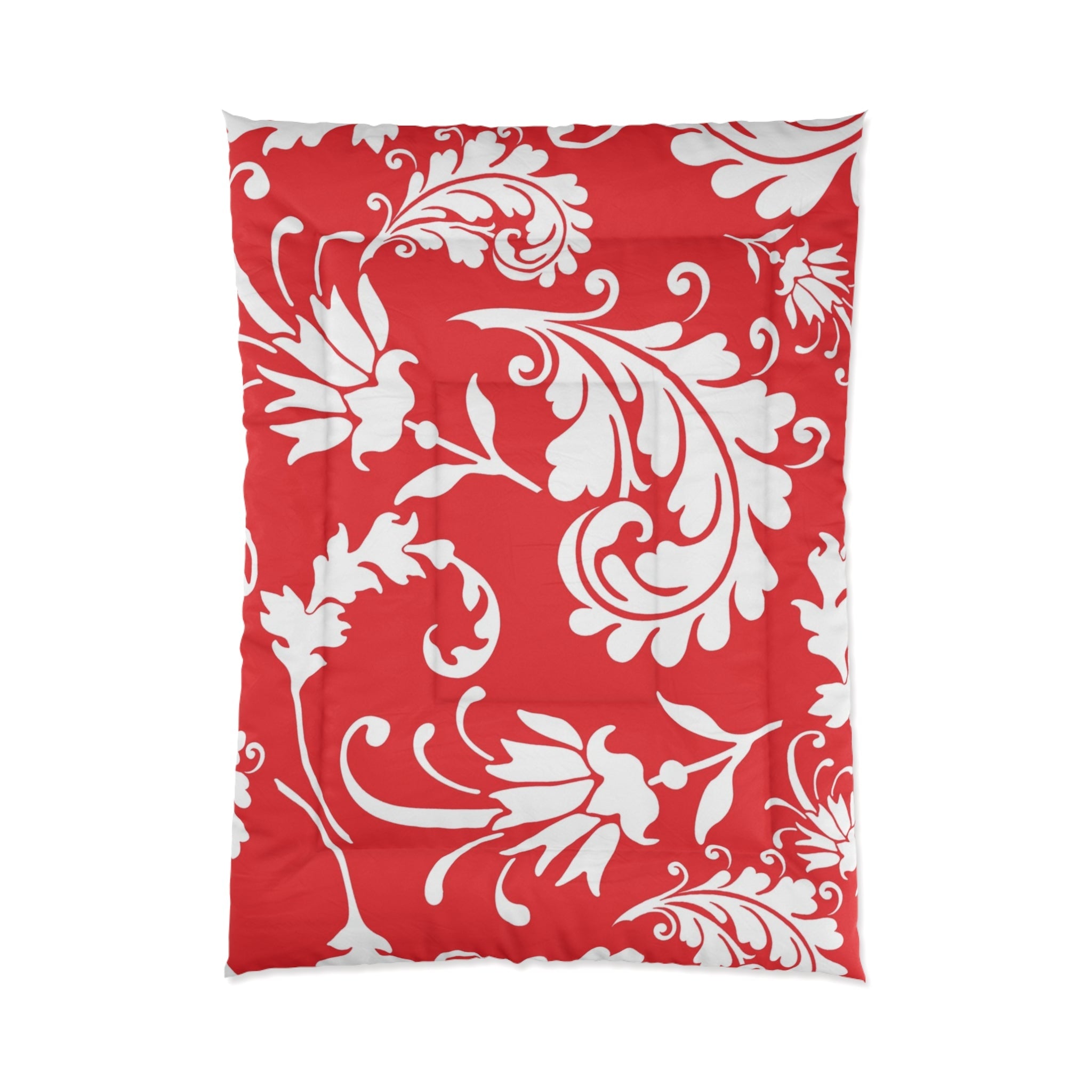 Printify Red Damask Floral Comforter 2025