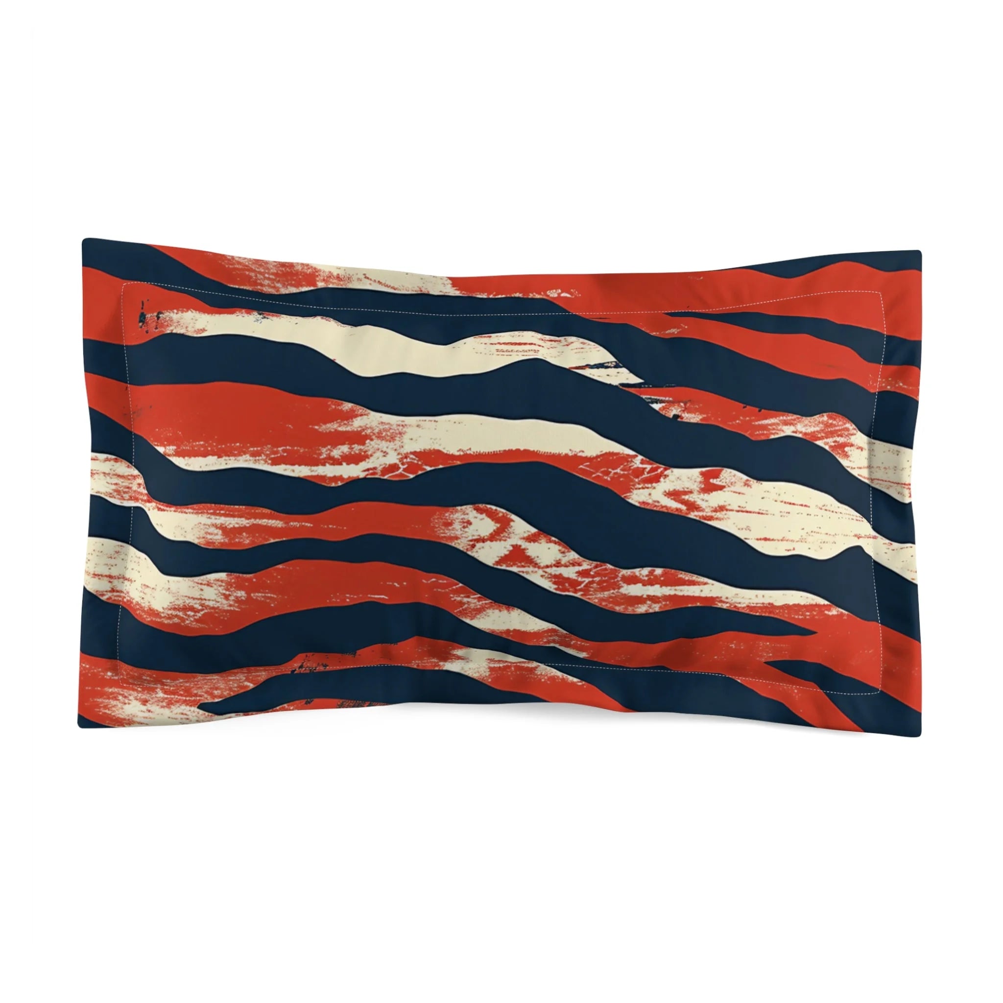 JAKKOUTTHEBXX Red Dark Blue Cream Striped Rectangular Pillow Sham 2025