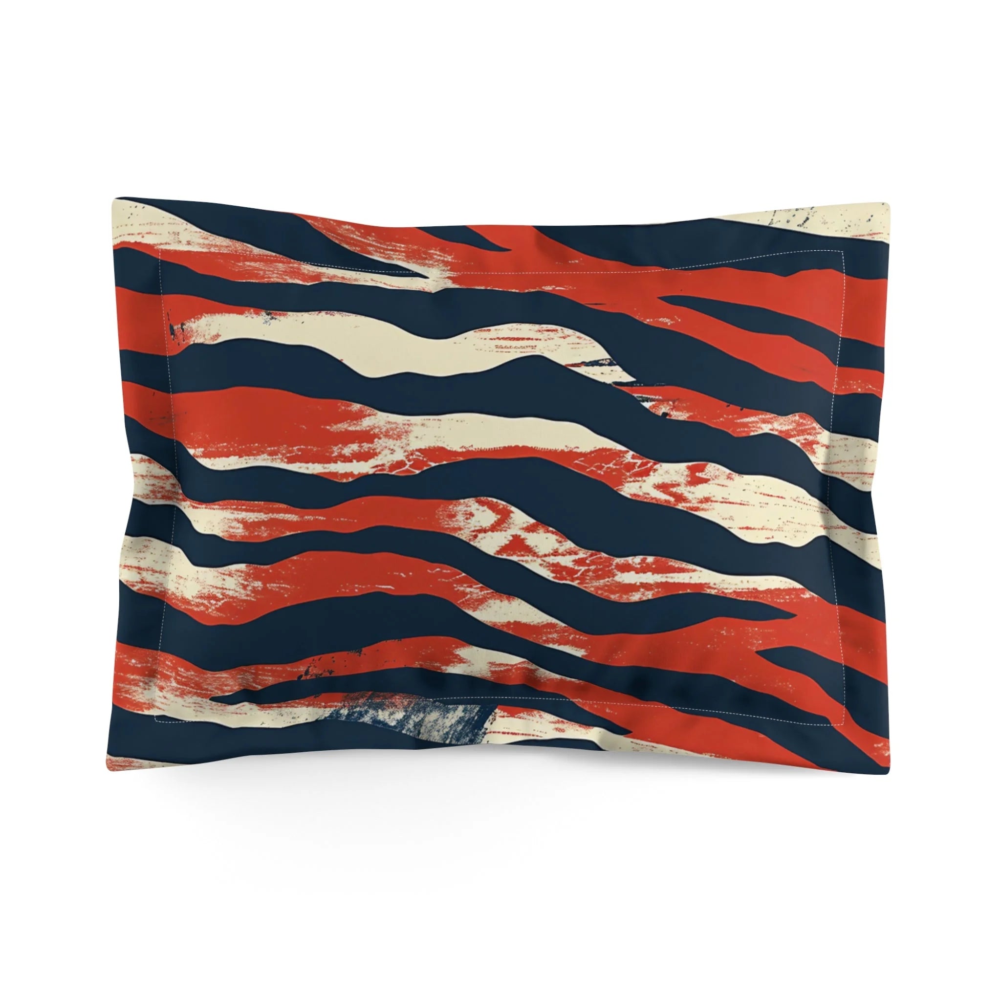 JAKKOUTTHEBXX Red Dark Blue Cream Striped Rectangular Pillow Sham 2025