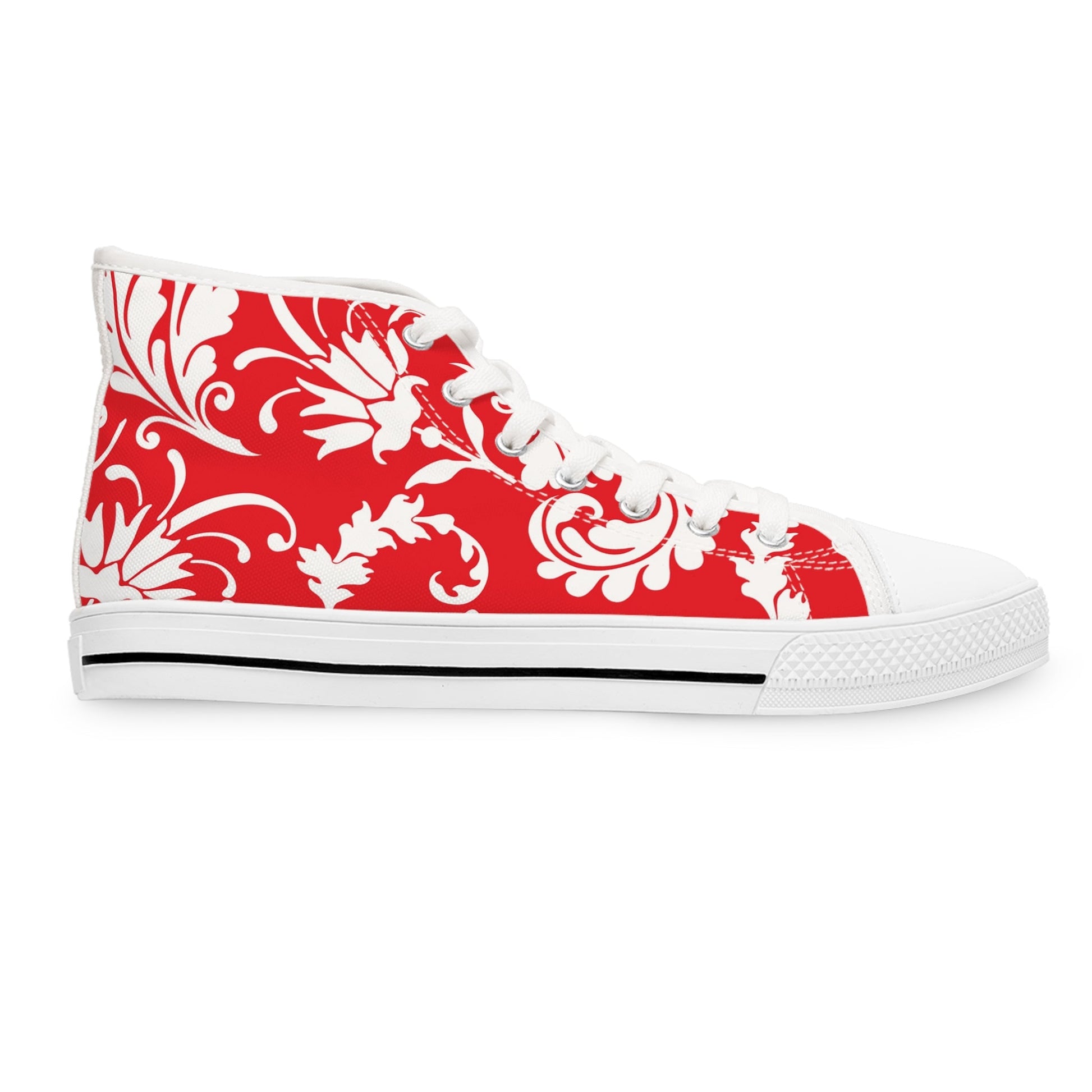 Printify Red Floral High-Top Canvas Sneakers 2025