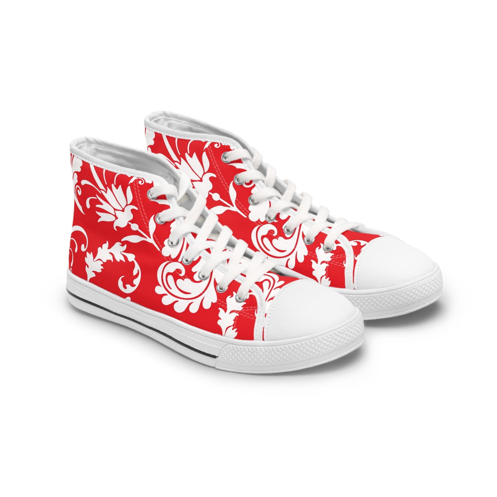 Printify Red Floral High-Top Canvas Sneakers 2025