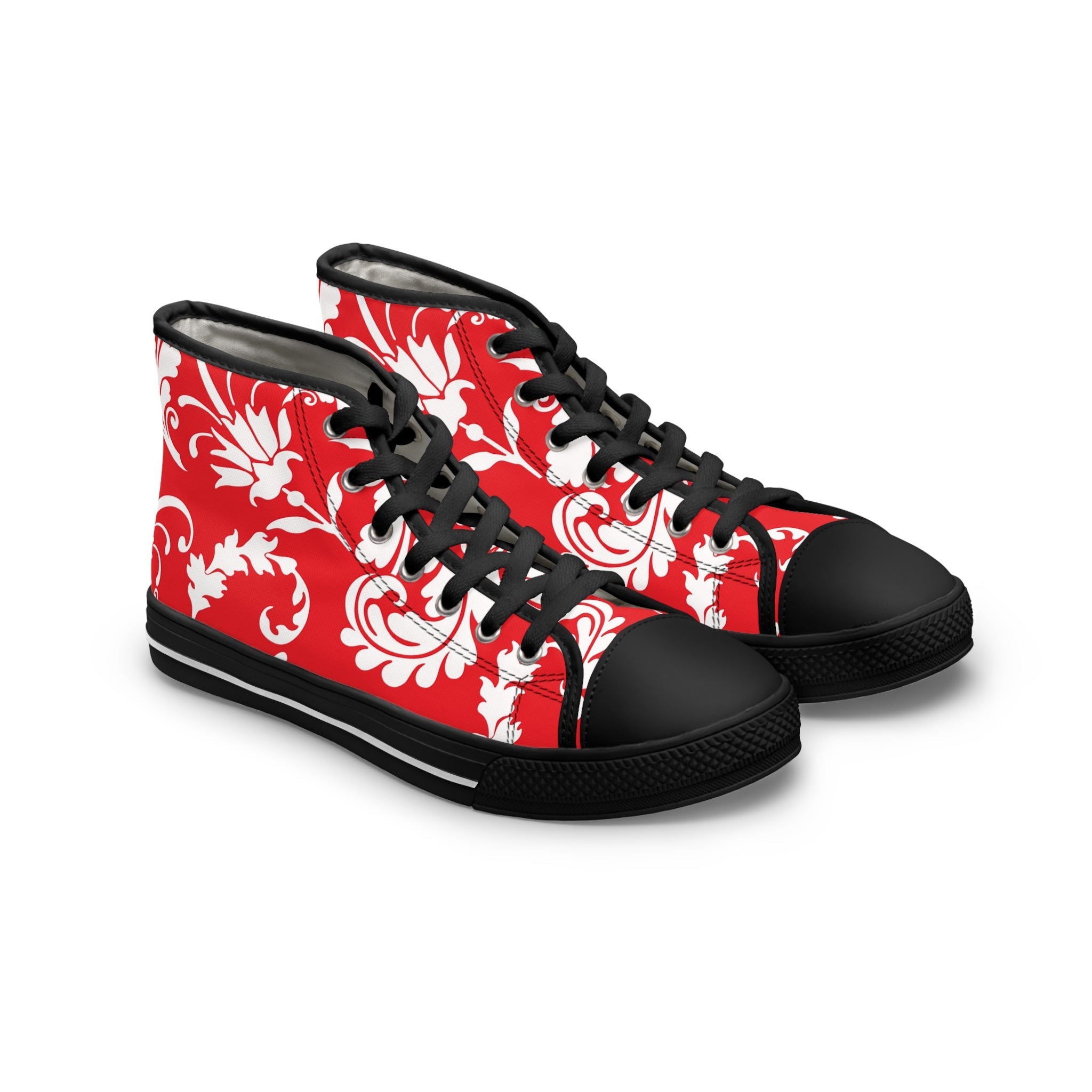 Printify Red Floral High-Top Canvas Sneakers 2025
