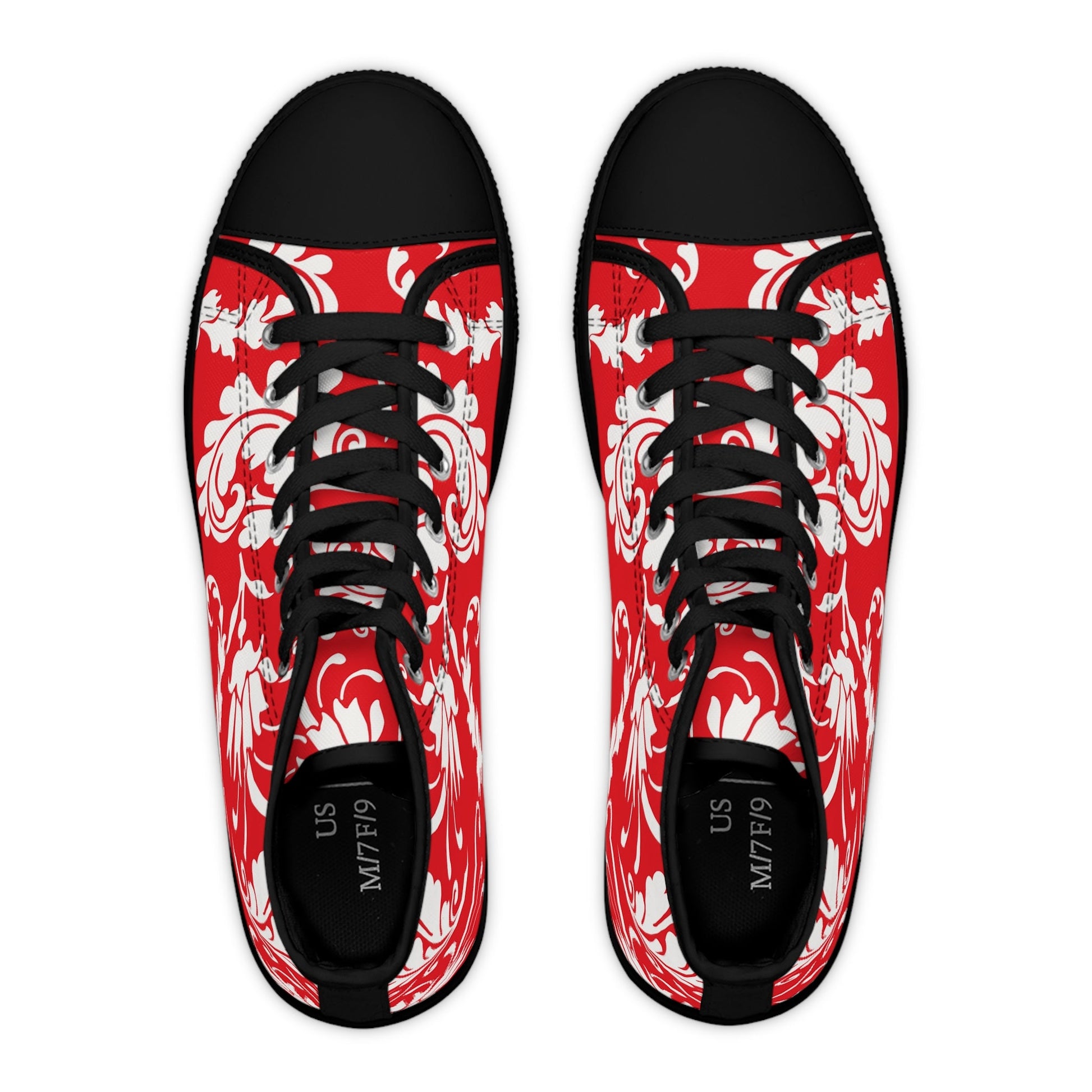 Printify Red Floral High-Top Canvas Sneakers 2025