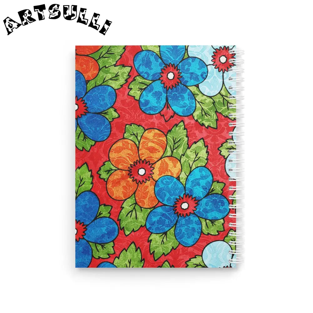 JAKKOUTTHEBXX Red Floral Wide-Ruled Spiral Notebook 2025