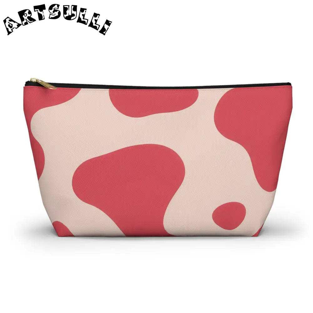 JAKKOUTTHEBXX Pink Cow Print T-Bottom Pouch Cosmetic Bag 2025