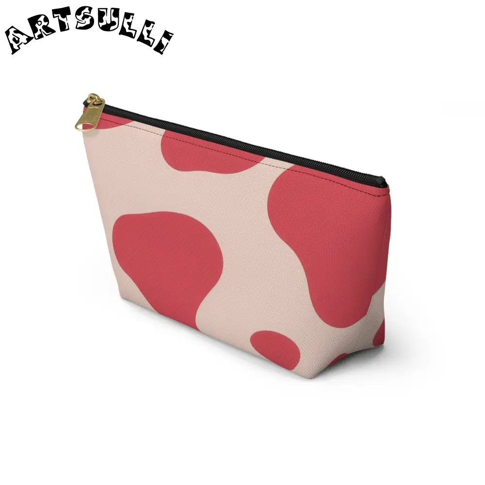 JAKKOUTTHEBXX Pink Cow Print T-Bottom Pouch Cosmetic Bag 2025