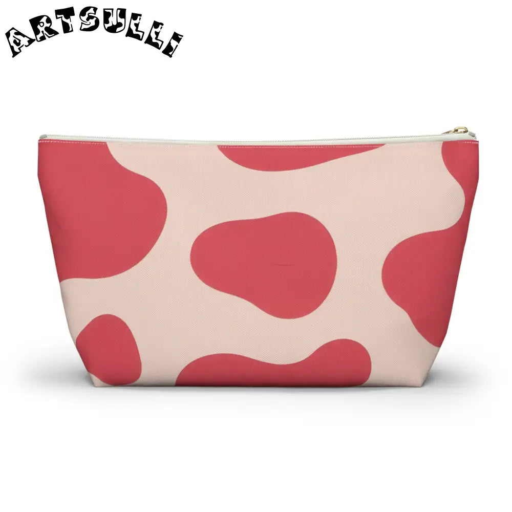 JAKKOUTTHEBXX Pink Cow Print T-Bottom Pouch Cosmetic Bag 2025