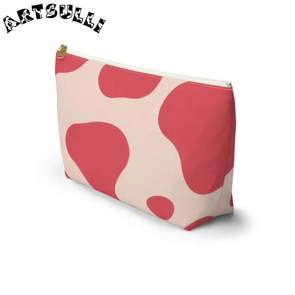 JAKKOUTTHEBXX Pink Cow Print T-Bottom Pouch Cosmetic Bag 2025