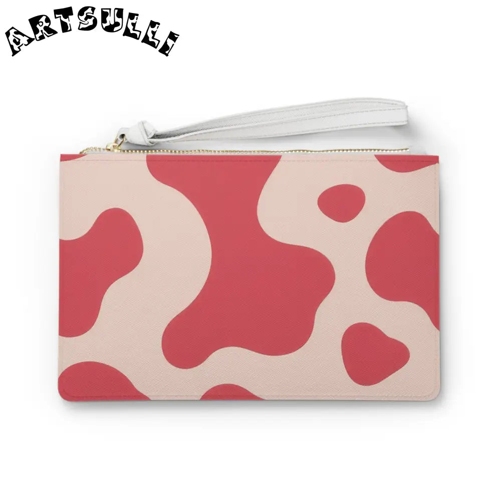 JAKKOUTTHEBXX Red and Cream Illustration Printed Faux Leather Clutch Bag 2025