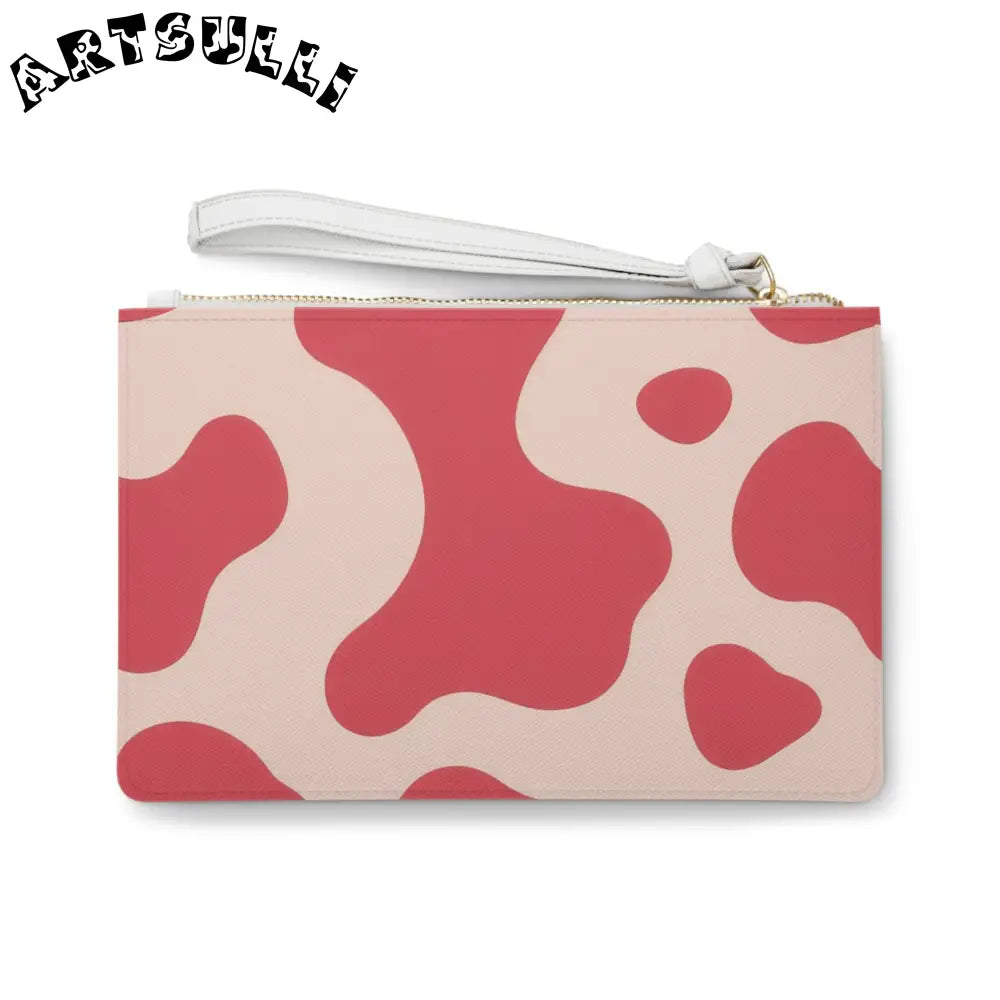 JAKKOUTTHEBXX Red and Cream Illustration Printed Faux Leather Clutch Bag 2025