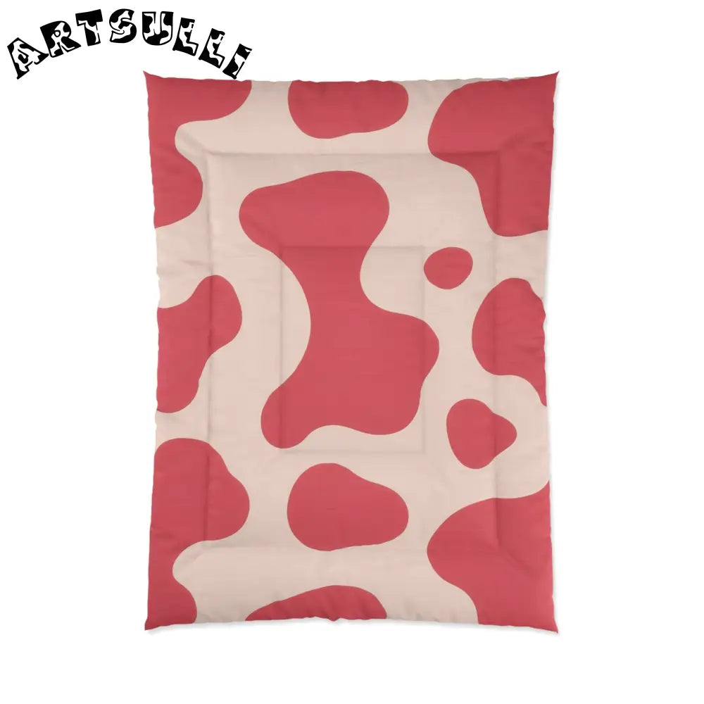 JAKKOUTTHEBXX Pink and White Printed Cow Illustration Comforter 2025