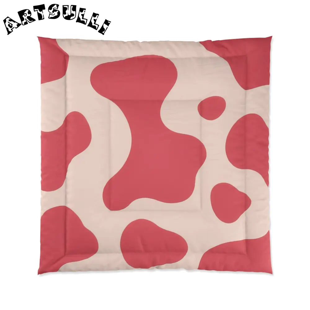 JAKKOUTTHEBXX Pink and White Printed Cow Illustration Comforter 2025