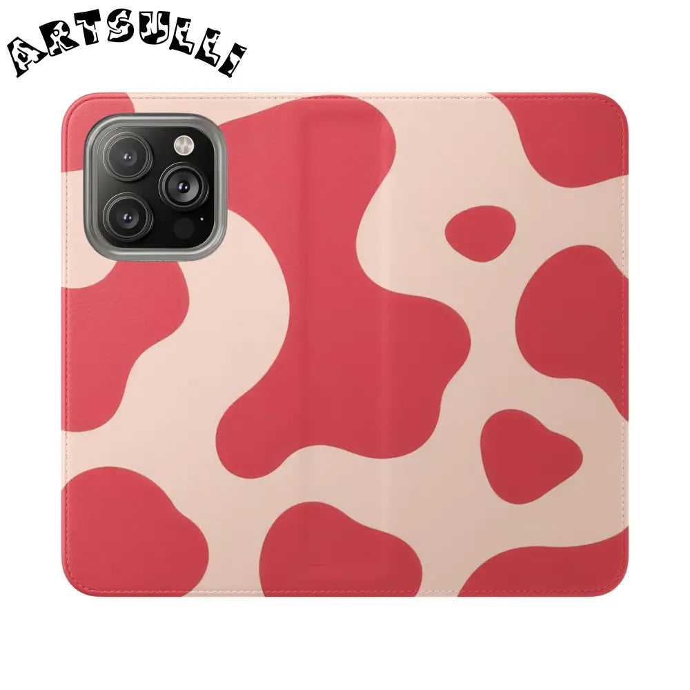 JAKKOUTTHEBXX Red and Beige Cow Print Illustration Printed Flip Case 2025