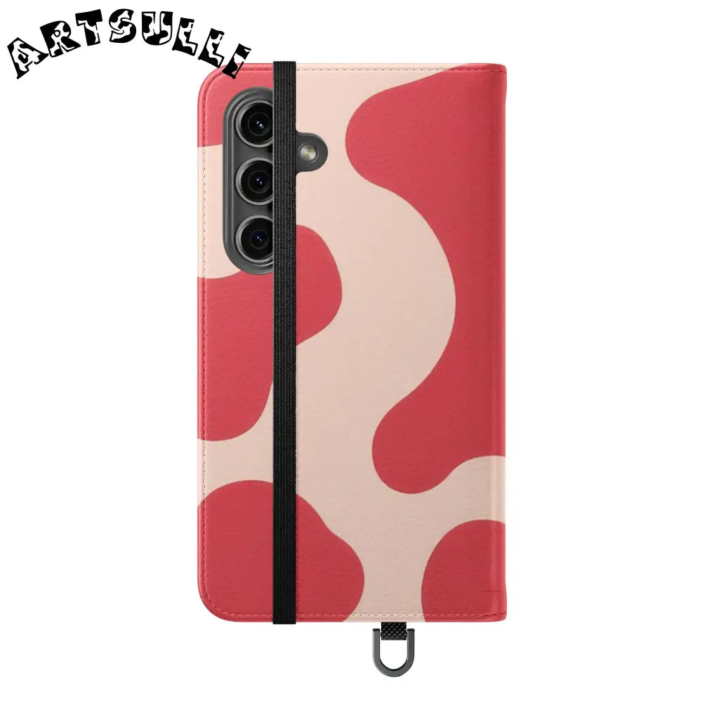 JAKKOUTTHEBXX Red and Beige Cow Print Illustration Printed Flip Case 2025