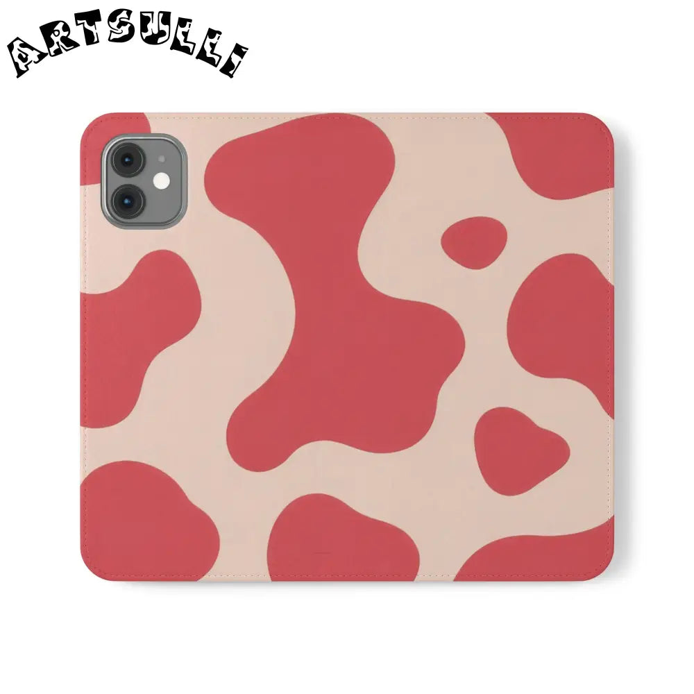 JAKKOUTTHEBXX Red and Beige Cow Print Illustration Printed Flip Case 2025
