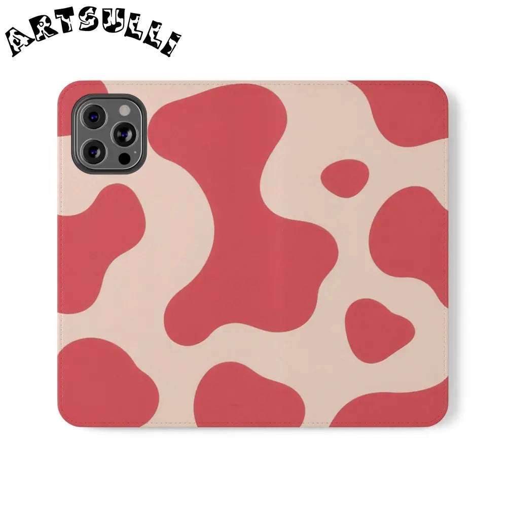 JAKKOUTTHEBXX Red and Beige Cow Print Illustration Printed Flip Case 2025