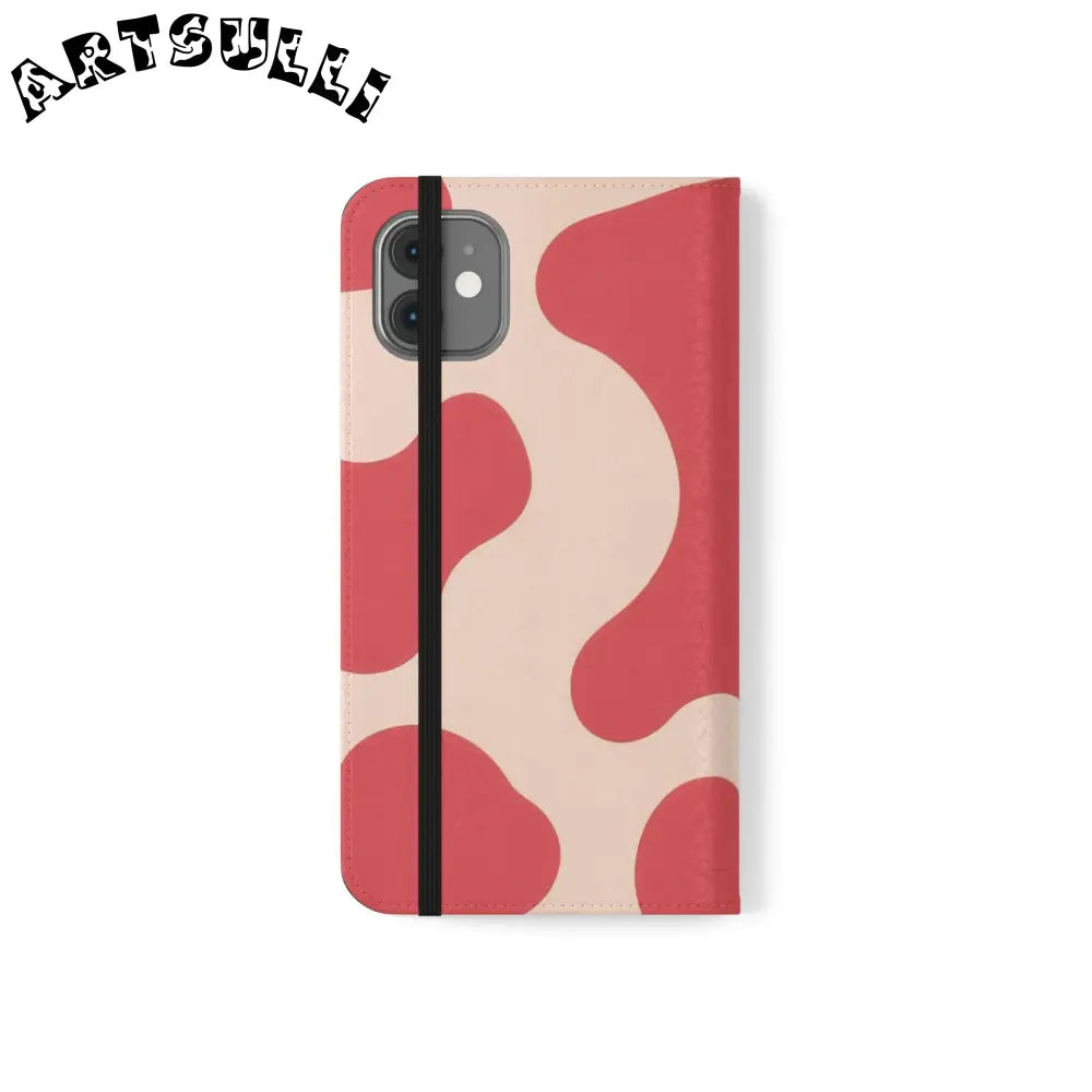 JAKKOUTTHEBXX Red and Beige Cow Print Illustration Printed Flip Case 2025