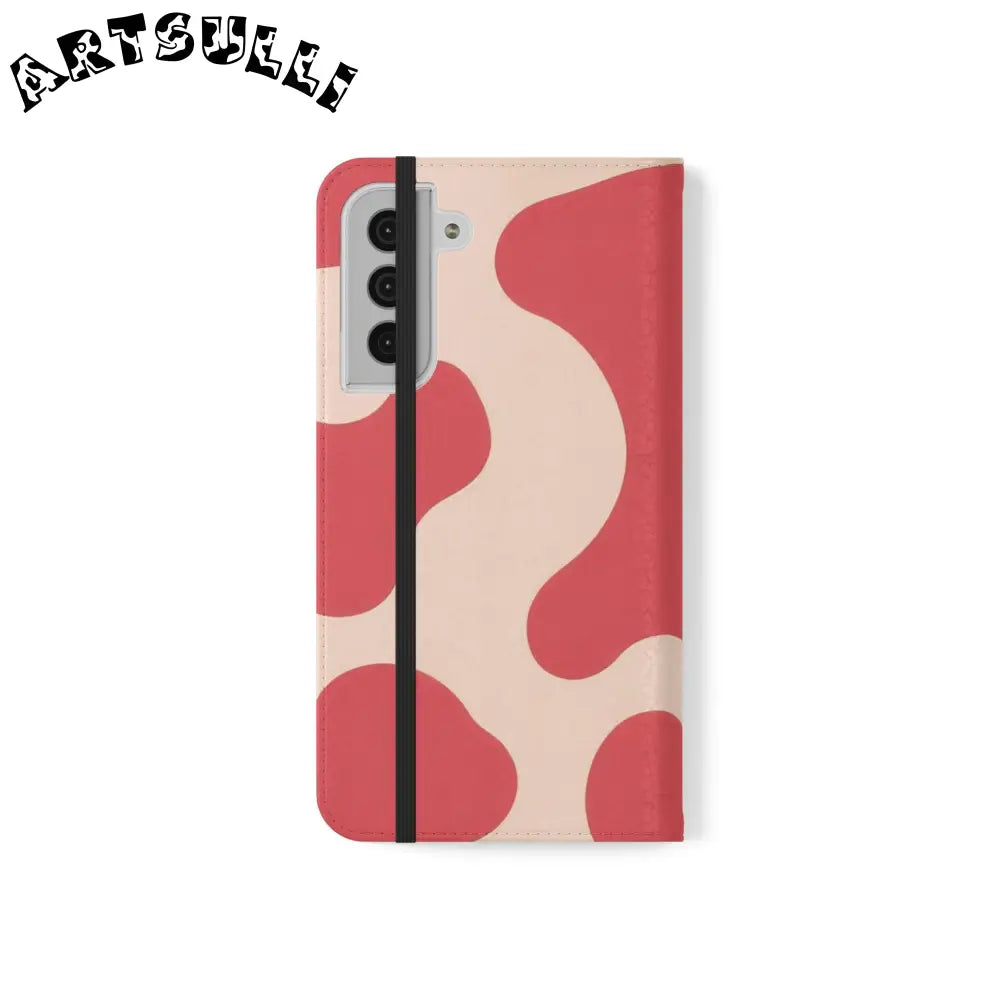 JAKKOUTTHEBXX Red and Beige Cow Print Illustration Printed Flip Case 2025