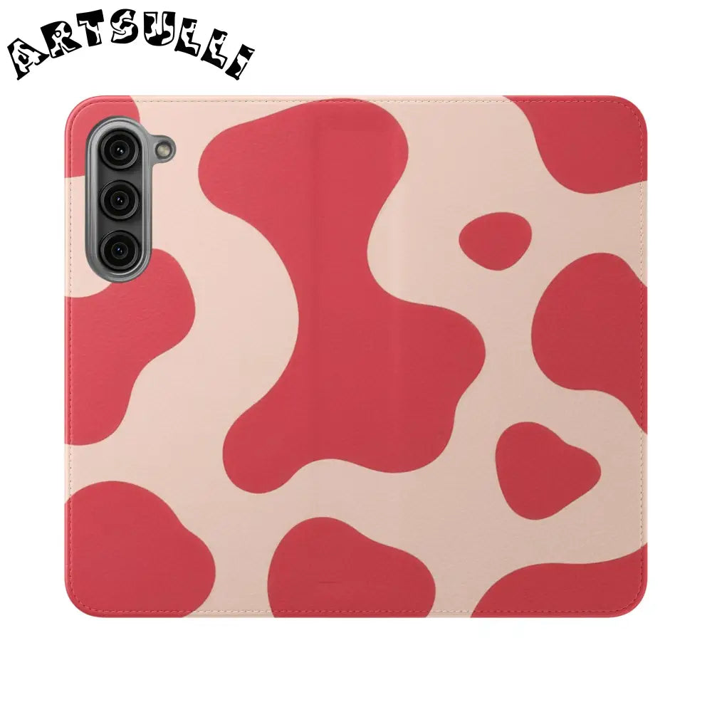 JAKKOUTTHEBXX Red and Beige Cow Print Illustration Printed Flip Case 2025