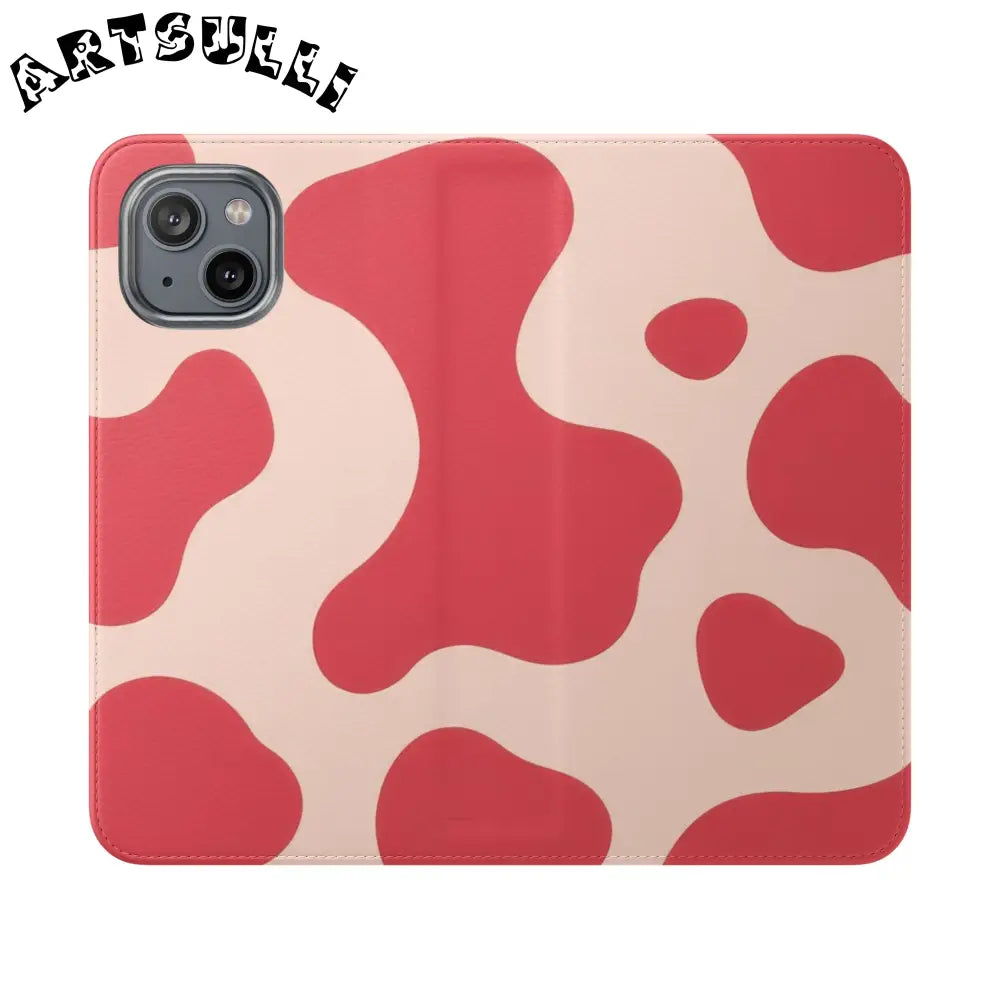 JAKKOUTTHEBXX Red and Beige Cow Print Illustration Printed Flip Case 2025
