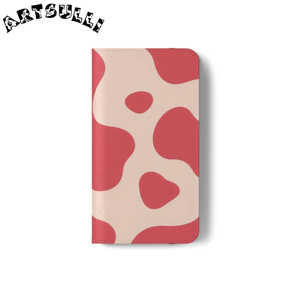 JAKKOUTTHEBXX Red and Beige Cow Print Illustration Printed Flip Case 2025