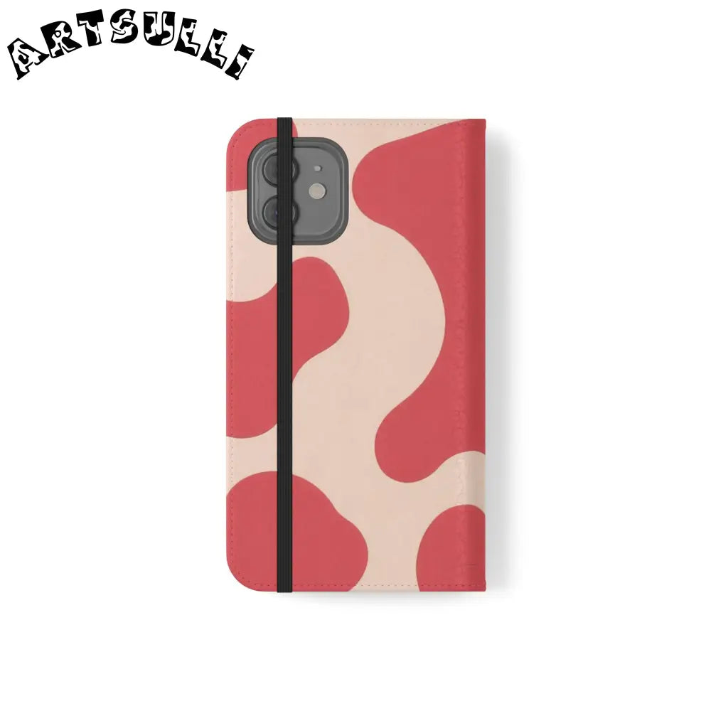 JAKKOUTTHEBXX Red and Beige Cow Print Illustration Printed Flip Case 2025
