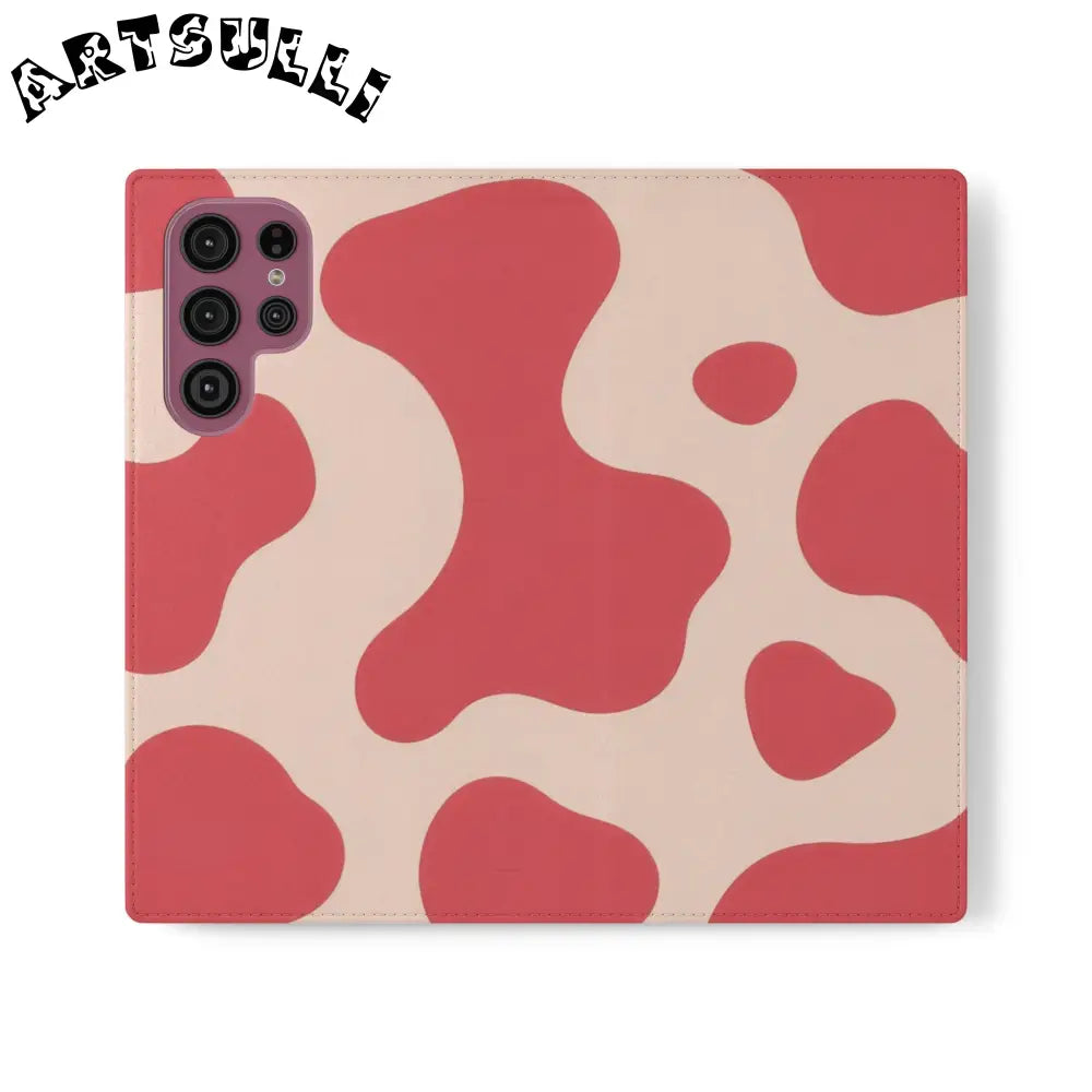 JAKKOUTTHEBXX Red and Beige Cow Print Illustration Printed Flip Case 2025