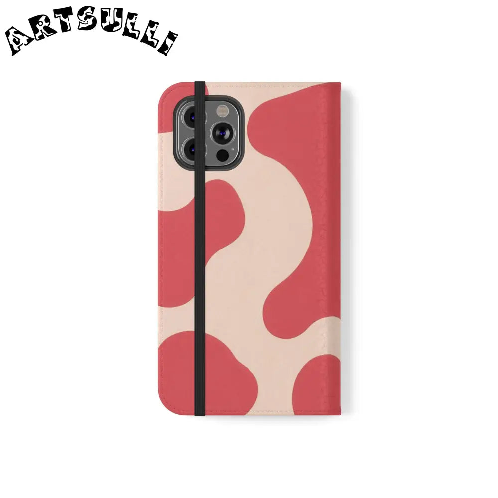 JAKKOUTTHEBXX Red and Beige Cow Print Illustration Printed Flip Case 2025