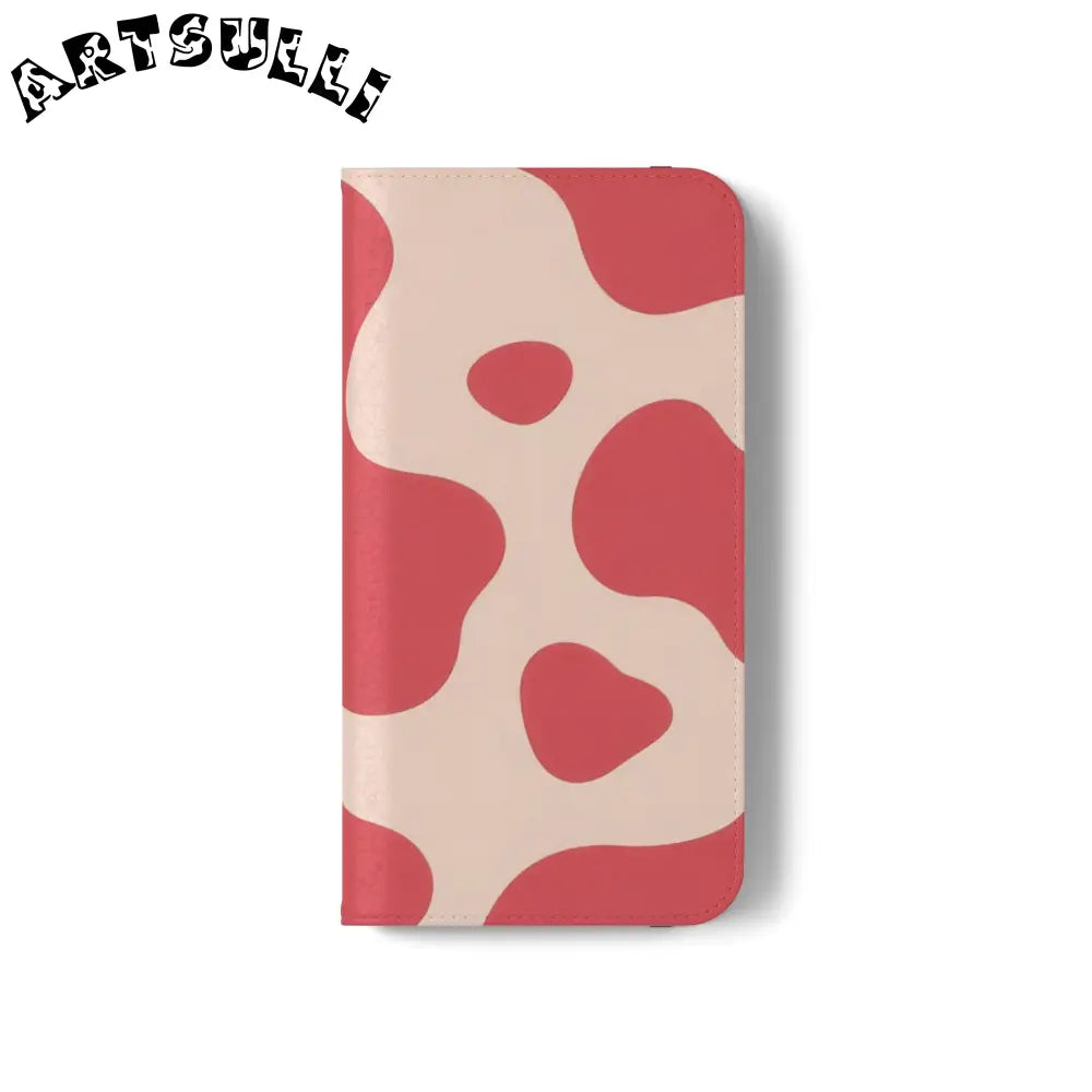 JAKKOUTTHEBXX Red and Beige Cow Print Illustration Printed Flip Case 2025
