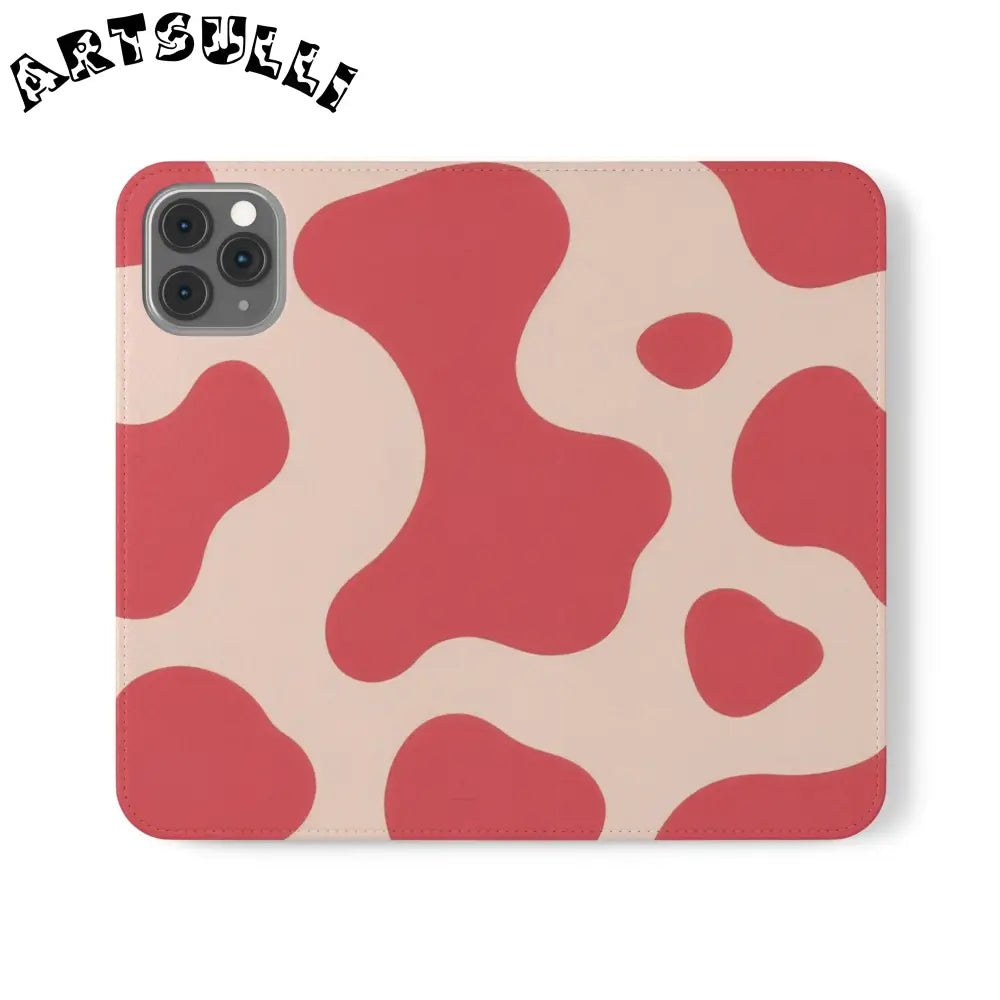 JAKKOUTTHEBXX Red and Beige Cow Print Illustration Printed Flip Case 2025