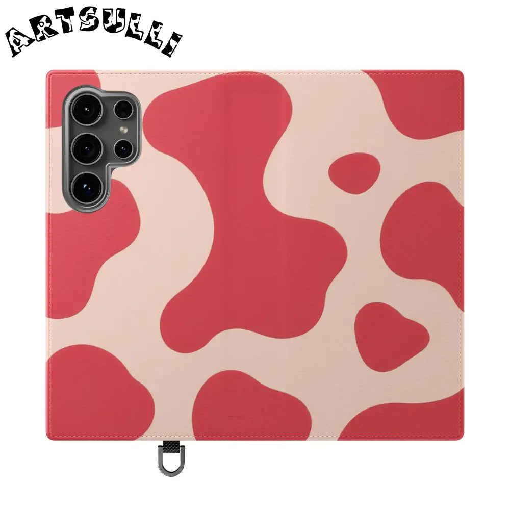JAKKOUTTHEBXX Red and Beige Cow Print Illustration Printed Flip Case 2025