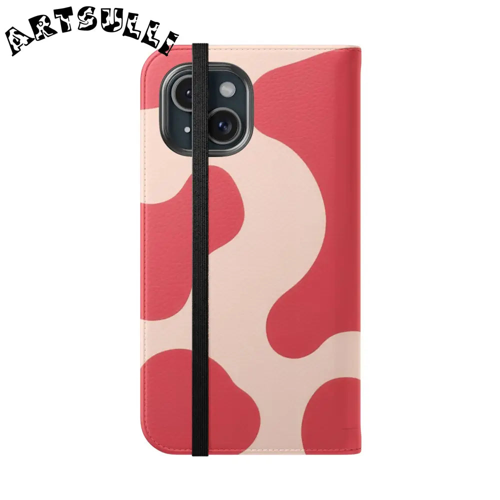 JAKKOUTTHEBXX Red and Beige Cow Print Illustration Printed Flip Case 2025