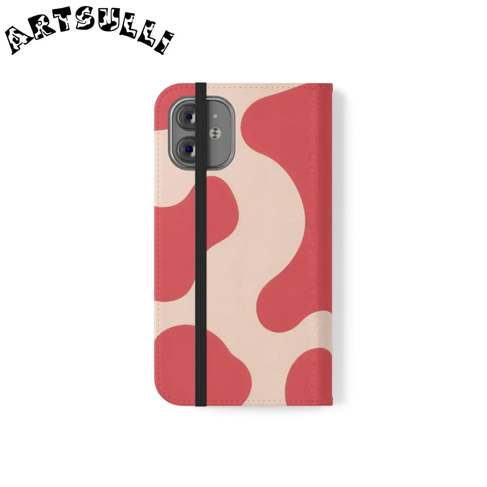 JAKKOUTTHEBXX Red and Beige Cow Print Illustration Printed Flip Case 2025