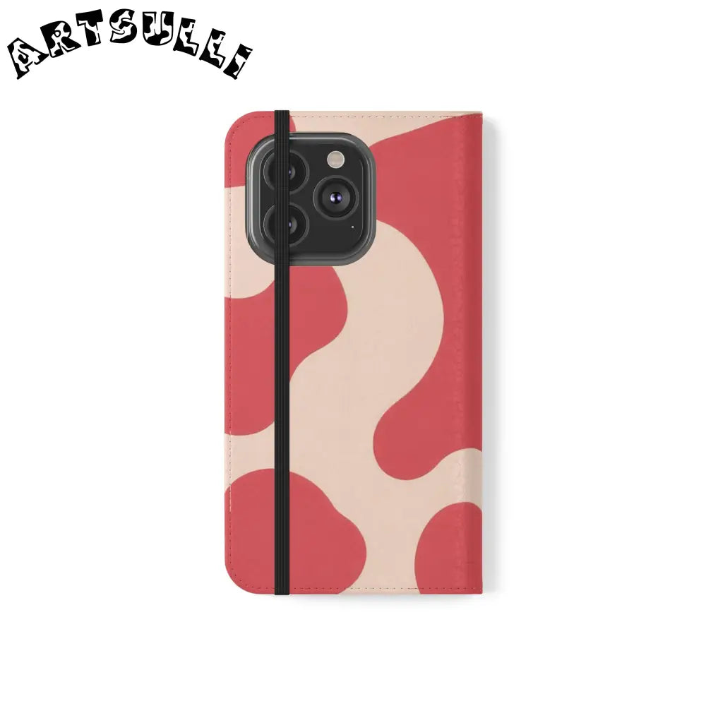 JAKKOUTTHEBXX Red and Beige Cow Print Illustration Printed Flip Case 2025