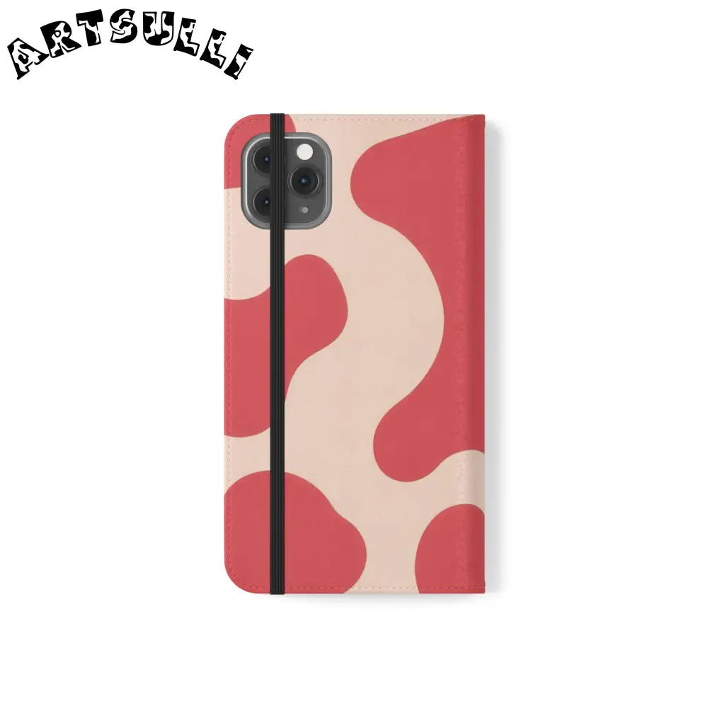 JAKKOUTTHEBXX Red and Beige Cow Print Illustration Printed Flip Case 2025