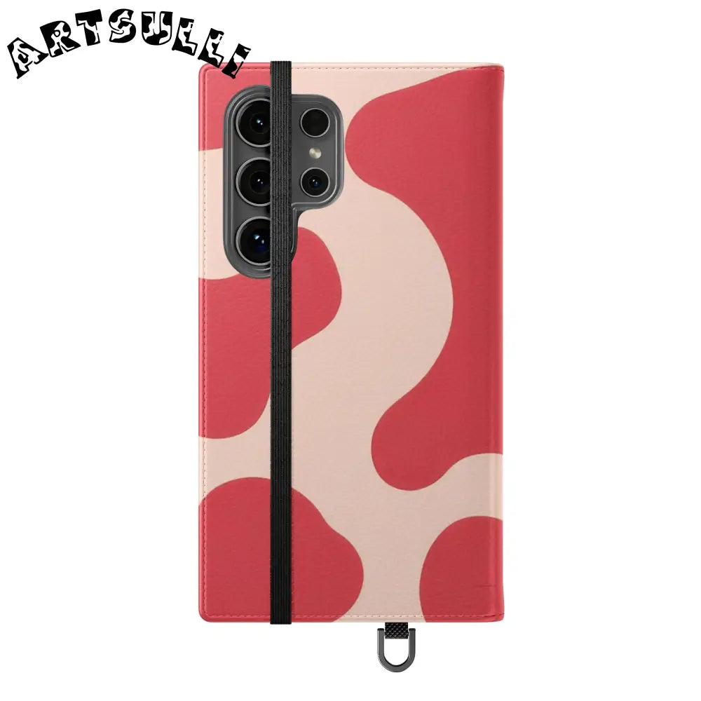 JAKKOUTTHEBXX Red and Beige Cow Print Illustration Printed Flip Case 2025