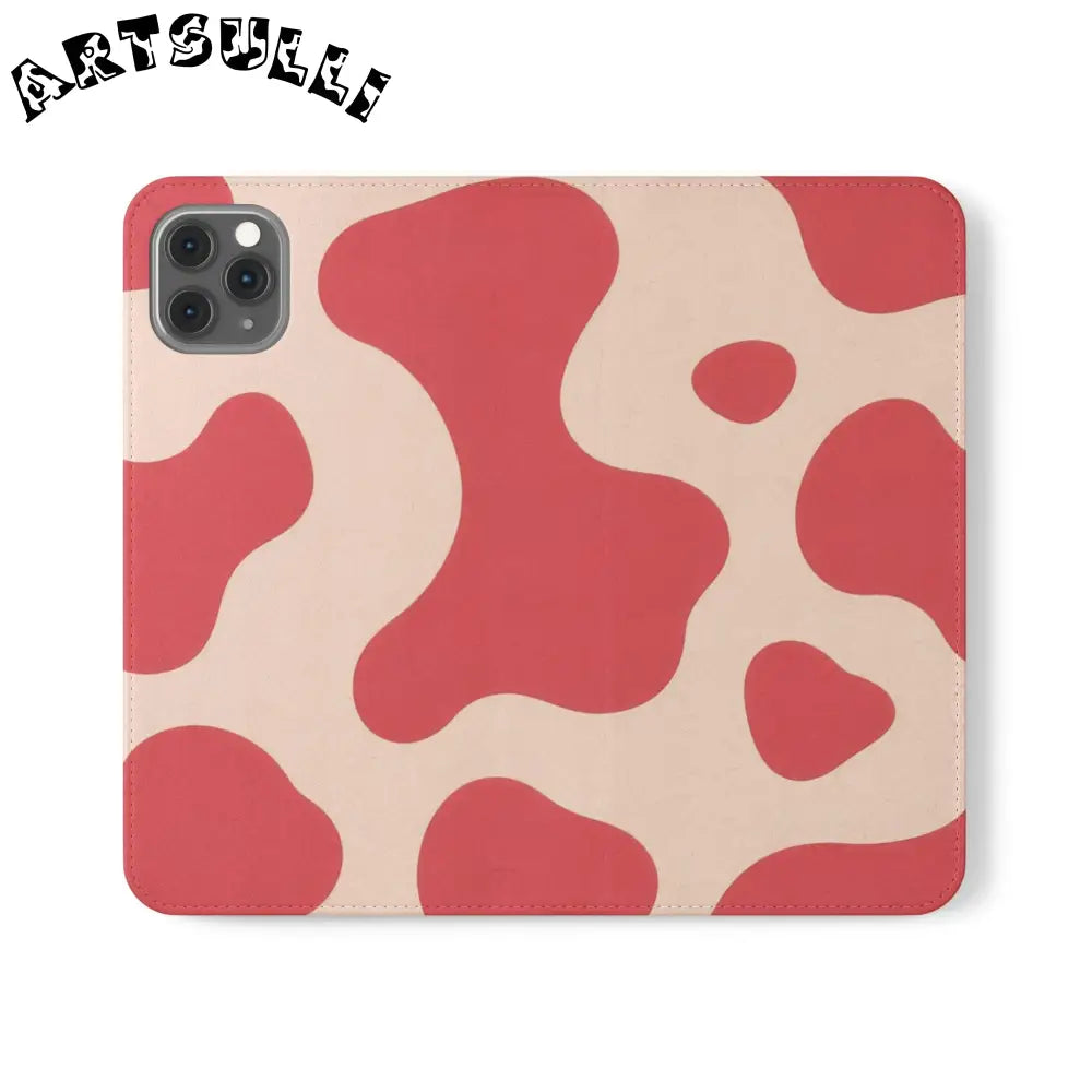 JAKKOUTTHEBXX Red and Beige Cow Print Illustration Printed Flip Case 2025