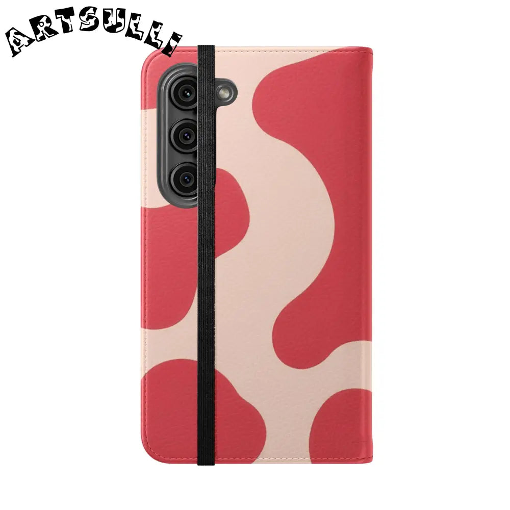JAKKOUTTHEBXX Red and Beige Cow Print Illustration Printed Flip Case 2025