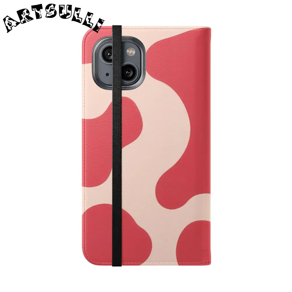 JAKKOUTTHEBXX Red and Beige Cow Print Illustration Printed Flip Case 2025