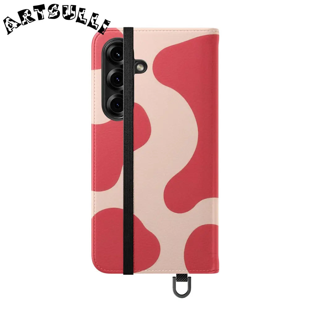 JAKKOUTTHEBXX Red and Beige Cow Print Illustration Printed Flip Case 2025