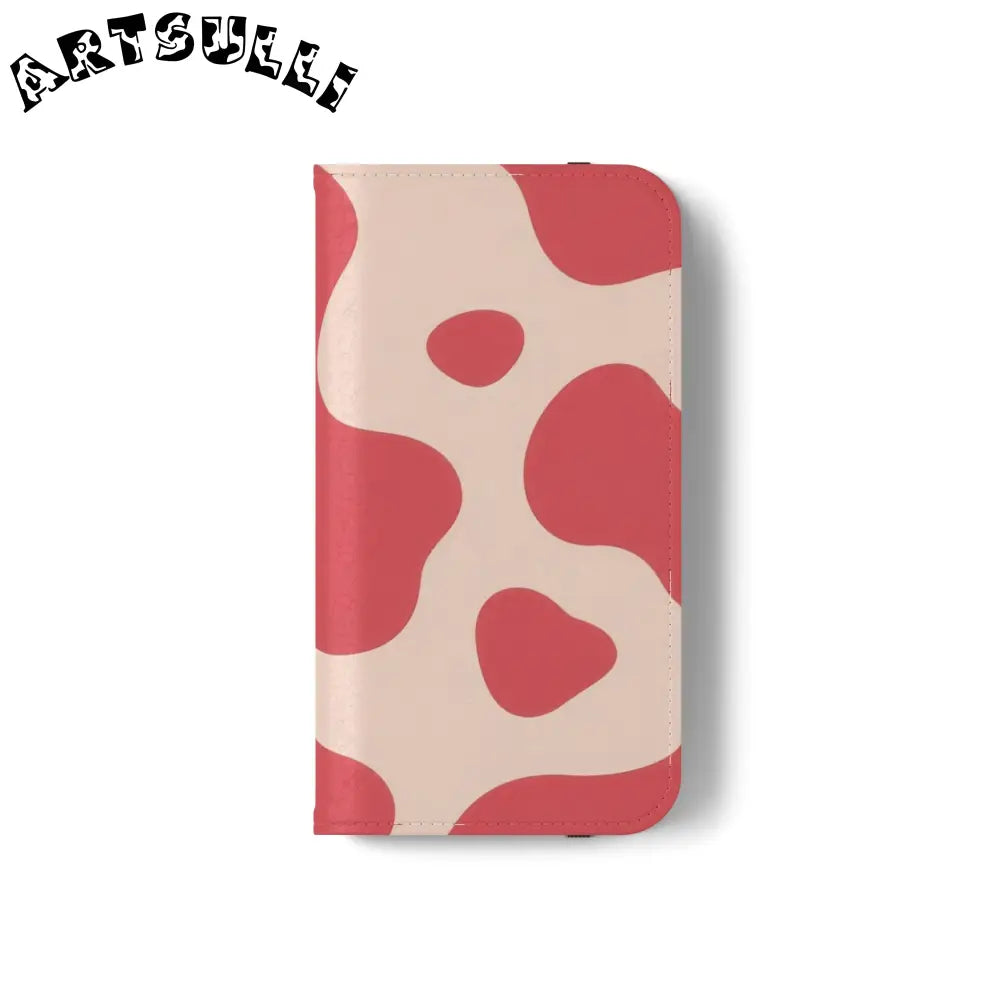 JAKKOUTTHEBXX Red and Beige Cow Print Illustration Printed Flip Case 2025