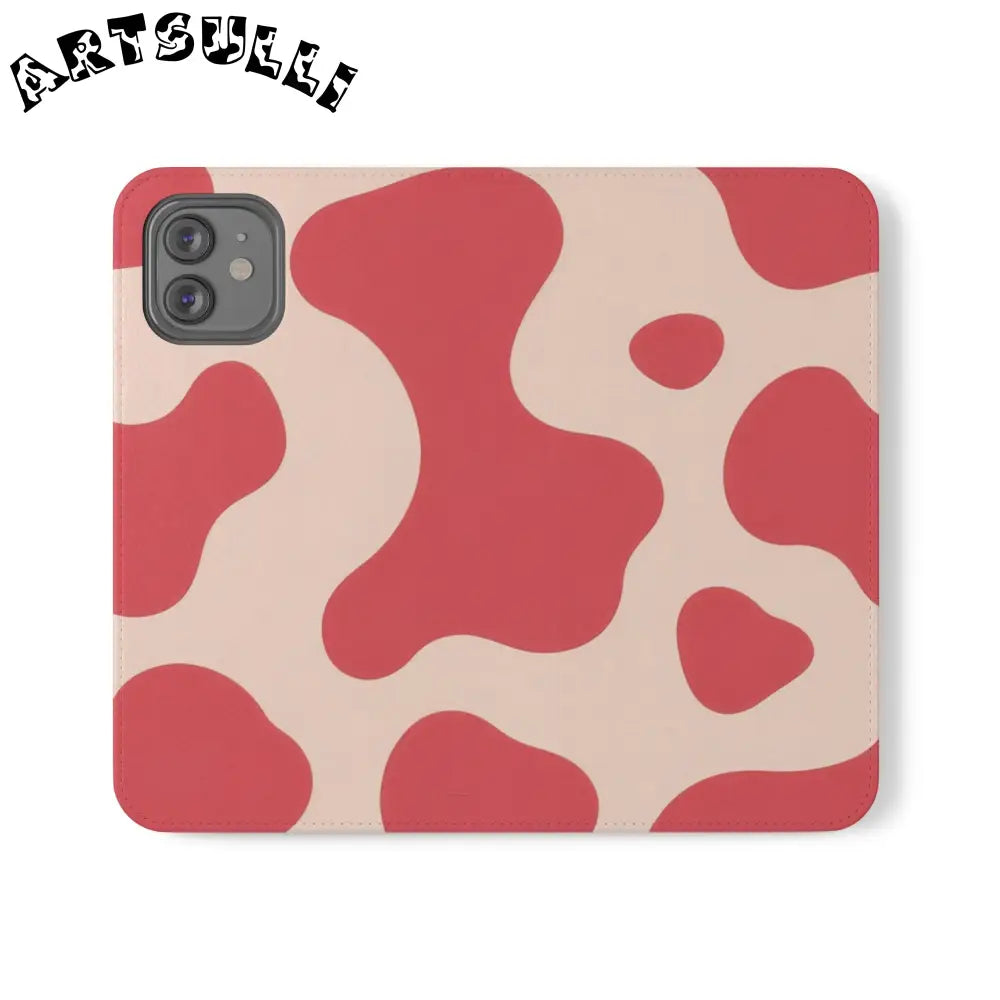 JAKKOUTTHEBXX Red and Beige Cow Print Illustration Printed Flip Case 2025