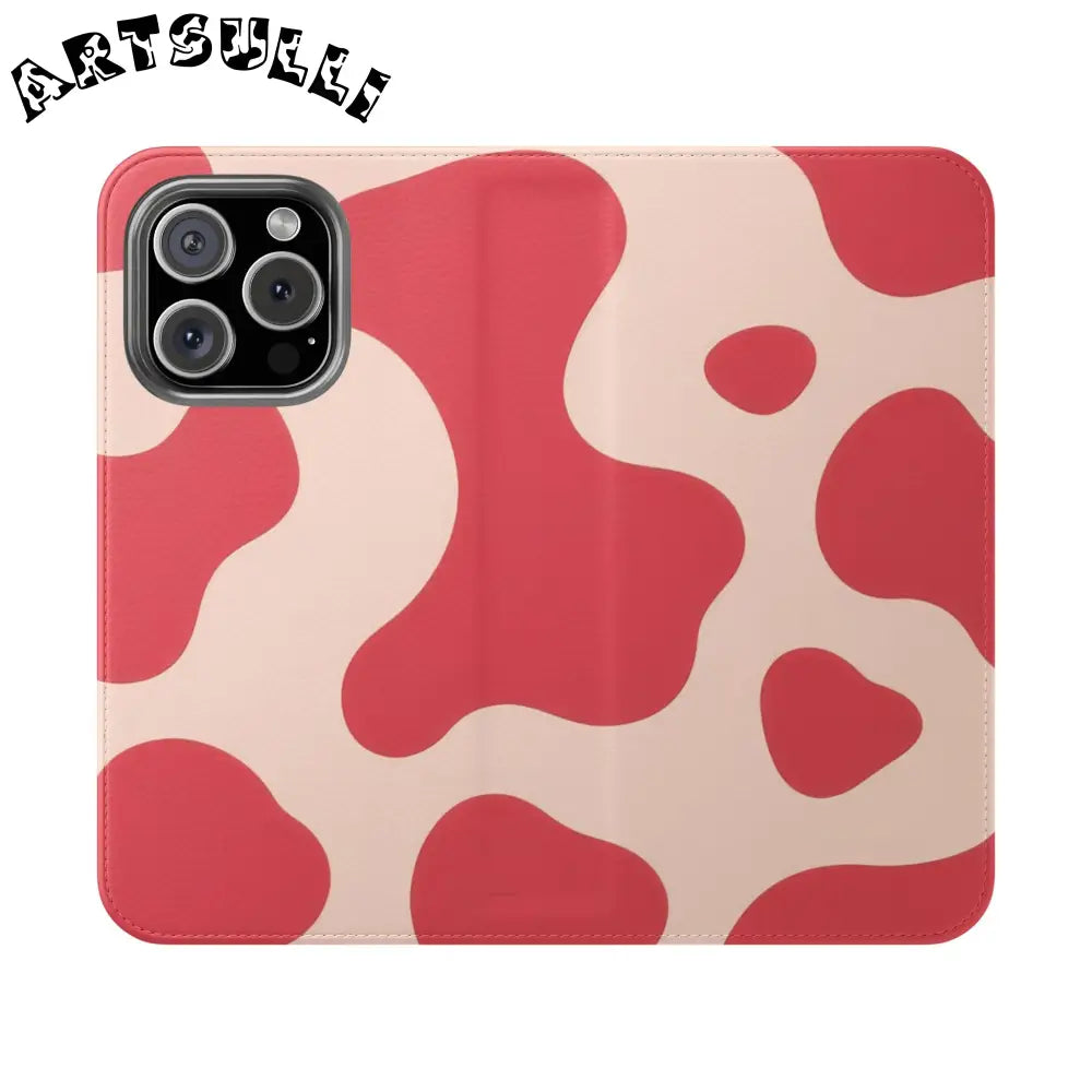 JAKKOUTTHEBXX Red and Beige Cow Print Illustration Printed Flip Case 2025