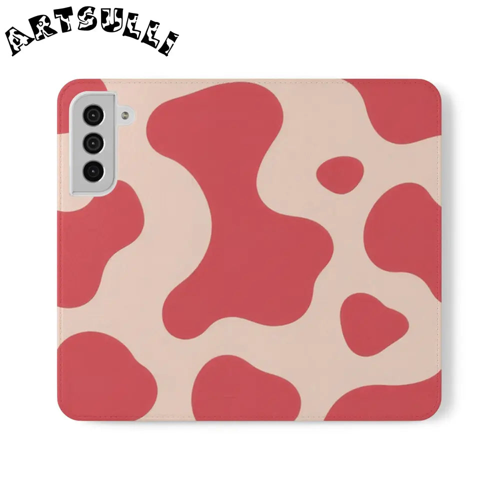 JAKKOUTTHEBXX Red and Beige Cow Print Illustration Printed Flip Case 2025