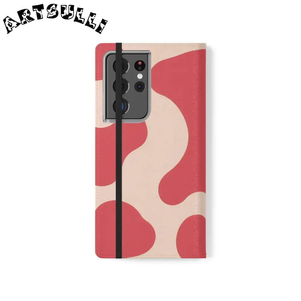 JAKKOUTTHEBXX Red and Beige Cow Print Illustration Printed Flip Case 2025