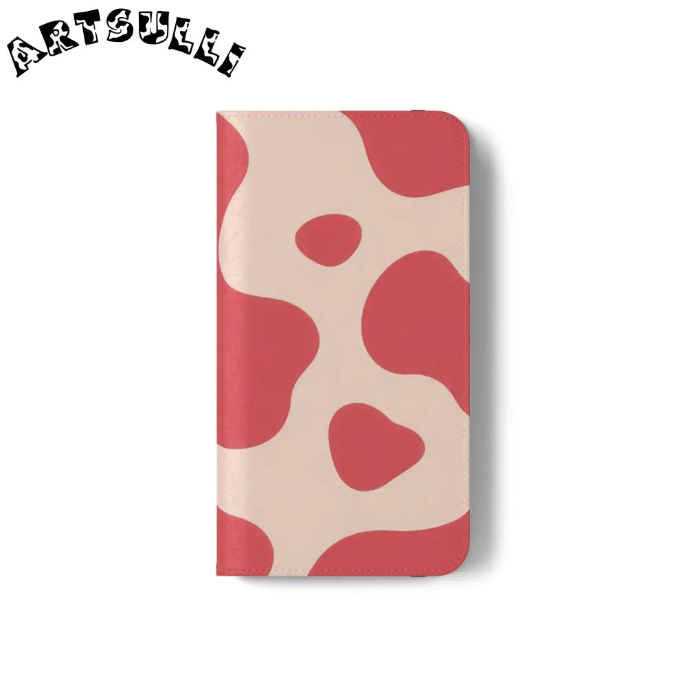 JAKKOUTTHEBXX Red and Beige Cow Print Illustration Printed Flip Case 2025