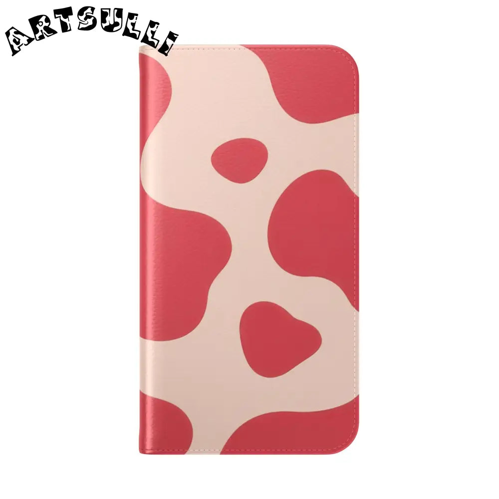JAKKOUTTHEBXX Red and Beige Cow Print Illustration Printed Flip Case 2025